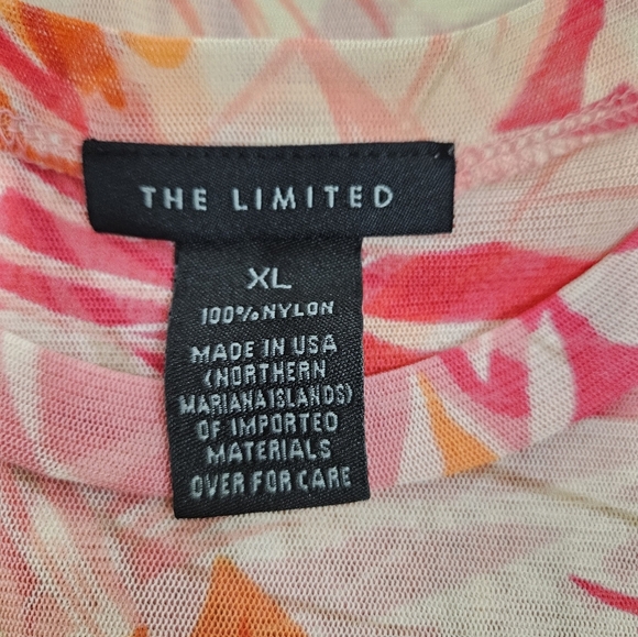 Vintage‎ Y2K The Limited Pink & Orange Tropical Sheer Mesh Tee-Shirt Size XL N85 - Picture 6 of 7